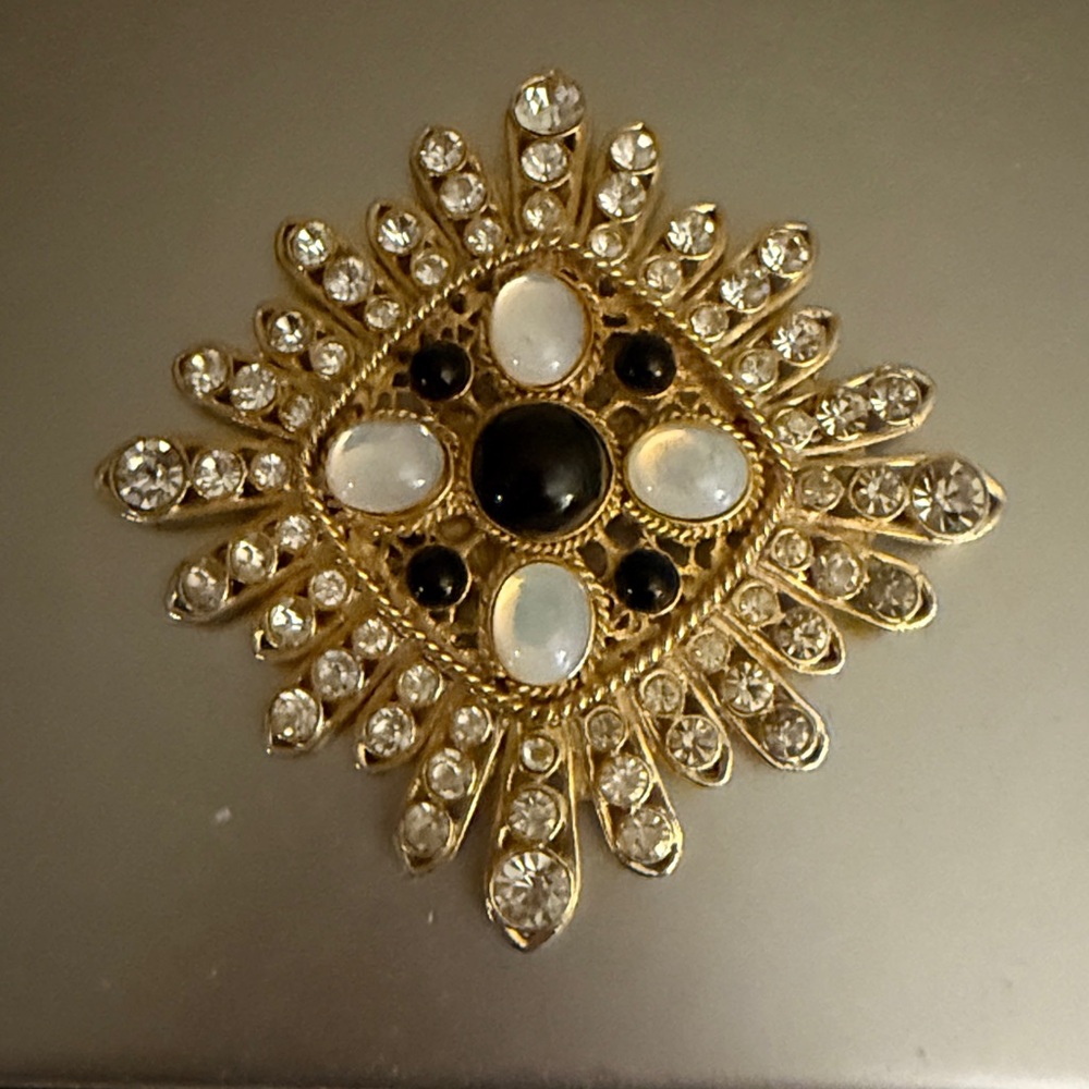 Versace Gold and Black Brooch